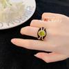 Anillo de diamantes Fanta con esmalte retro francés y ágata de alta calidad, peridoto, elegante anillo de esmeralda estilo Hong Kong para mujer.