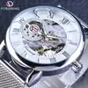 Servicio de Dropshipping para Reloj Mecánico Manual de Malla Hueca Dorada de Moda Casual para Hombre Forsining