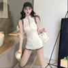 Estilo Chic Estilo Coreano Deportivo Ajustado Delgado Tejido para Mujer Verano Cintura Alta Casual Mono K152 Mono Azul
