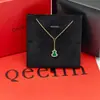 Collar Kirin Calabaza Roja para Mujer Oro Rosa 18K Esmeralda Verde Diseño Nicho Diamante Cadena Calabaza Doble Mujer