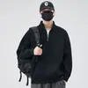 Sudadera Nueva para Hombre 2025 con Media Cremallera para Hombre Primavera y Otoño Holgada de Marca de Moda Pulóver Cuello Alto Sudadera de Color Puro Camiseta para Hombre