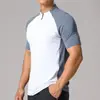 Ropa Deportiva de Verano Transpirable de Secado Rápido con Cuello Alto y Media Cremallera de Manga Corta para Hombres Estudiantes, Ropa de Pista y Campo con Media Cremallera para Correr y Entrenamiento de Fitness