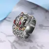 Nuevo anillo de plata tailandesa 925 personalidad dominante tendencia ancho talla grande anillo de tigre defensa personal moda hip-hop retro venta al por mayor