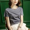 Camiseta feminina de seda de amoreira com decote V, manga curta, solta, casual, algodão mercerizado 80, top T branco, verão 2022 Novo