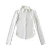 Camiseta de manga larga adelgazante con cremallera y cuello alto para mujer, estilo europeo y americano, de principios de otoño, top corto de cintura alta curvado