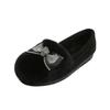 T36 Huidong Yixinda Sapatos de Algodão Genuíno com Forro de Lã de Coelho, Sapatos Peludos para Mulheres, Sapatos Slip-On para Mulheres com Solado Grosso, Espessados