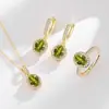 Transmisión en vivo venta caliente conjunto de huevo de paloma anillo de base de cobre chapado en oro de 18 quilates pendientes collar colgante joyería para mujer venta al por mayor