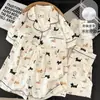Novos Pijamas de Alta Qualidade Estilo Japonês com Desenhos Animados para Estudantes, Tamanho Grande para Mulheres, Modelos de Primavera e Verão, Podem Ser Usados Fora de Casa, Roupa de Casa Soltinha, Conjunto de Três Peças