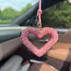 Colgante de Amor de Diamante de Arcilla de Amazon Transfronterizo para Coche Colgante de Coche de Diamante Completo para Espejo Retrovisor Llavero de Coche