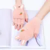 Luvas Femininas Outono e Inverno Estilo Coreano Acolchoadas Quentes Com Tampa Flip Meio Dedo Orelha de Coelho Fofa Padrão Rabanete Luvas de Veludo para Estudantes