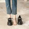 Zapatos de Cuero para Mujer Ultraligeros con Suela Gruesa 2025 Nuevos Mocasines con Cordones y Hebilla Cuero Genuino Tendencia Zapatos que Aumentan la Altura