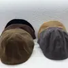 Gorra frontal de ante, estilo retro americano, sombrero versátil para cabeza grande, boina profunda de otoño e invierno, gorra de pico de pato para mujer