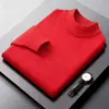 Suéter de punto para hombre con cuello medio transfronterizo, nuevo modelo otoño e invierno 2026, color liso, engrosado, cálido jersey de punto base para hombre