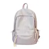 Mochila de Rayas de Color Sólido Ins Estilo Coreano para Mujer, Gran Capacidad, Bolso Escolar para Estudiantes Estilo Universitario, Mochila Versátil Casual para Viajes Diarios
