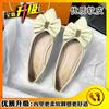 Zapatos planos de una sola capa para mujer Primavera y Otoño punta lazo con falda estilo Hepburn bombas de suela blanda estilo Chanel zapatos populares para mujer