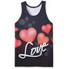 Camiseta para hombre con impresión digital 3D de pareja de San Valentín transfronteriza europea y americana con el texto "Amo a ti" en rojo.