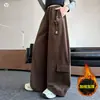 Niñas Otoño/Invierno 2026 Nuevas Llegadas Tallas Mediana a Grande Pantalones de Pierna Recta Pierna Ancha Estilo Coreano Versátiles Diseño Único Pantalones Cargo Modernos
