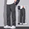 Calça de Trabalho Retro Americana Masculina Verão Fina Reta Solta Perna Larga Casual Longa Seda de Gelo Secagem Rápida Paraquedista