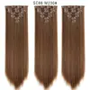 Extensões de Cabelo Sintético Europeias e Americanas Transfronteiriças, 16 Presilhas, Conjunto de 7 Peças, Presilhas de Cabelo Longas e Lisas, em Estoque