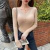 Tops Calientes para Mujer, Camisetas de Terciopelo Engrosadas de Manga Larga para Mujer con Almohadillas en el Pecho, Camisas de Doble Capa para Vestir por Capas, Prendas Exteriores con Empalme de Encaje