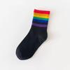 Calcetines Arcoíris para Mujer, Calcetines de Media Pantorrilla Modernos, Estilo Universitario Ins a Rayas Absorbentes de Sudor para Primavera y Otoño