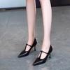 Sapatos Sociais Femininos com Fivela de Uma Tira, Novo Estilo Primavera 2026, Salto Alto Elegante Fino, Scarpins Rasos de Bico Fino