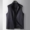 Chal Casual para Hombre 2026 Primavera/Verano Lujo Cuello Alto Cremallera Tejido Lana Sin Mangas Chaqueta Estilo Old Money de Gama Alta