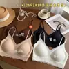 Sujetador fino de algodón puro cálido con encaje cepillado para mujer con poco busto, sin costuras, sin aros, anti-caída, sujetador sexy