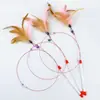 Venta directa al por mayor de cañas para jugar con gatos con cabezales de plumas de alambre de acero reemplazables, juguetes duraderos para gatos y mascotas
