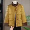 Novo casaco de inverno feminino estilo chinês nacional com gola de pele, forro de fleece, acolchoado, para mães de meia-idade e idosas, moderno e quente