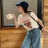 Camiseta de Manga Corta para Mujer de Algodón Puro Pesado con Estampado de Frutas Fresas Estilo Retro Americano, Nueva Tendencia Verano 2026 Marca Ins Top