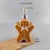 Garrafas Dispensadoras de Cerâmica de Natal para Uso Doméstico, Design Fofo de Boneco de Gengibre, Bomba de Pressão de Porcelana Branca para Loção de Banho