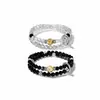 Pulsera de doble bucle para pareja de labradorita y obsidiana, nuevo anillo auspicioso de nube corriendo estilo chino, pulsera de lujo ligero