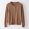 Cardigan de Tricô Feminino Cor Sólida Estilo Casual Manga Longa Botão Único Solto Base Urbana Imitação de Caxemira 100% de Alta Qualidade