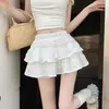 Saia rodada estilo balé para mulheres, verão doce plus size cintura alta modeladora linha A saia bolo com design anti-exposição