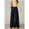 Jeans Preto Wide Leg Feminino 2026 Tendência Versátil Novo Estilo Emagrecimento Caimento Solto Reto Comprimento Total Outono