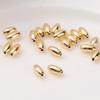 Oro de 14K pequeñas cuentas de arroz sueltas hechas a mano anillo DIY con superficie de perla cuentas de oliva pulsera collar cuentas espaciadoras cuentas doradas