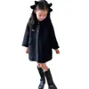 Abrigo de lana para niñas de otoño e invierno, abrigo de longitud media a la moda estilo coreano para primavera y otoño para niñas, niños mayores y bebés