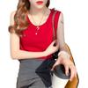 Camisola de punto de seda de hielo blanca para mujer, traje interior, camiseta fina holgada sin mangas, prenda exterior