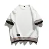 Camiseta de verano de manga corta para hombre talla grande, moda de nicho, imitación de dos piezas, con bloques de color y patchwork, holgada, versátil, cómoda, moderna