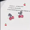 Unha de osso de orelha de cereja com laço rosa material de aço titânio joia doce fofa lóbulo da orelha osso da orelha pode ser usada