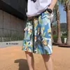 Pantalones cortos estampados florales hawaianos transfronterizos para hombre, pantalones cortos de playa de verano, secado rápido, corte holgado, pantalones cortos de cinco puntos