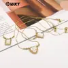 Wt-Jn389 Geométrico Pequeño Ovalado Rectangular Forma de Corazón Concha Blanca Estilo Religioso Chapado en Oro de 18 Quilates Cadena Fina para Clavícula para Mujeres