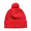 Chapéu de bola de pelo vermelho em estoque Chapéu de Natal chapéu de tricô de bola de pelo vermelho feminino Halloween combinação de cores chapéu de lã chapéu de xixi
