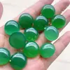 Pendientes de Aro Ovalados para Manualidades con Incrustaciones de Ágata, Base Plana, Anillo Natural Verde Sin Agujero, Colgante Jinhua
