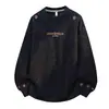 Sudadera con capucha de peso pesado americana, cuello redondo, manga larga, para hombre, Otoño Invierno, Nueva, Holgada, Tie-dye, Bordado, Letra, Pulóver, Top Casual