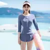 Conjunto deportivo de dos piezas de manga larga, conservador y adelgazante, disimula el abdomen, traje de baño de nuevo estilo para niñas y estudiantes, adecuado para aguas termales