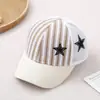Gorra de béisbol de malla casual coreana y japonesa para niños, nuevo sombrero de sol de verano para niñas, gorra a rayas con letra TAKE para niños, transfronterizo