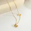 2025 Nuevo Popular Set de Oro de 18 Quilates Trébol de Cuatro Hojas Acero de Titanio Collar Cadena para Clavícula de Mujer Decoración Tendencia que No se Desvanece