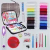 Kit de Costura Doméstico Conjunto de 88 Peças Acessórios de Costura Mini Kit de Viagem Bolsa com Zíper Multicor Retrô Kit de Costura à Mão Portátil